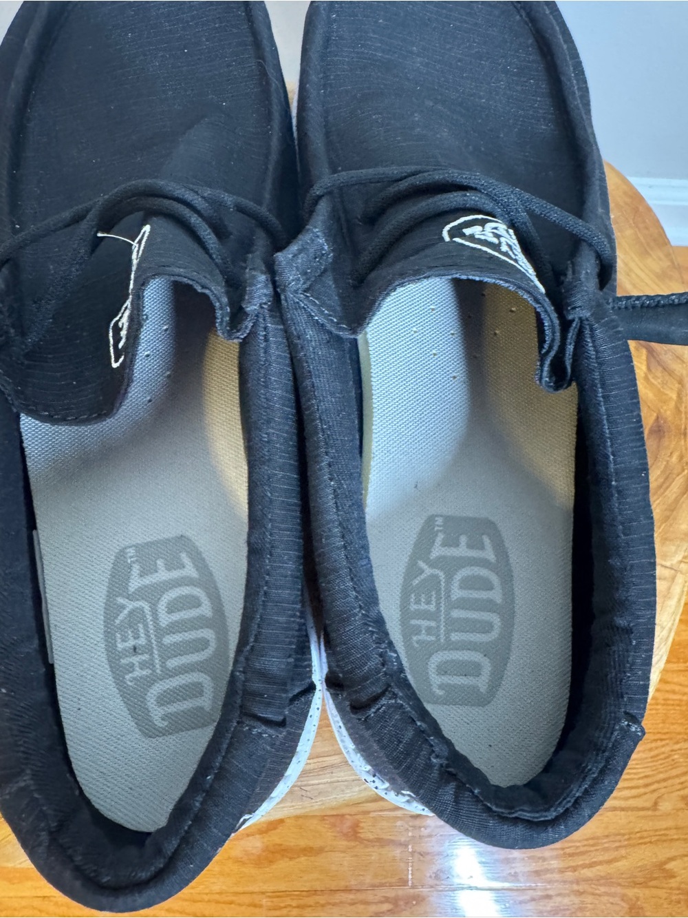 Hey Dude Wally Slub Slip-on Shoes in Black Canvas Speckled Sole Sz. 12 - Picture 7 of 10